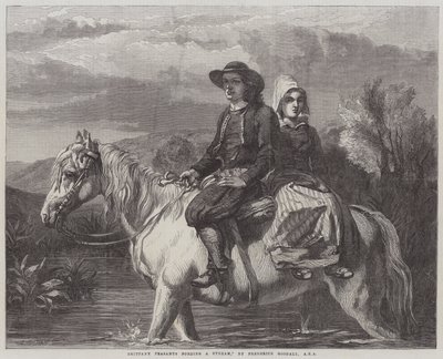 Campesinos de Bretaña cruzando un Arroyo de Frederick Goodall